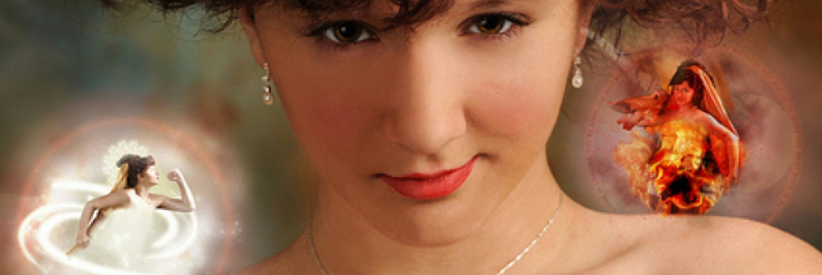 Girl with two competing influences on shoulders