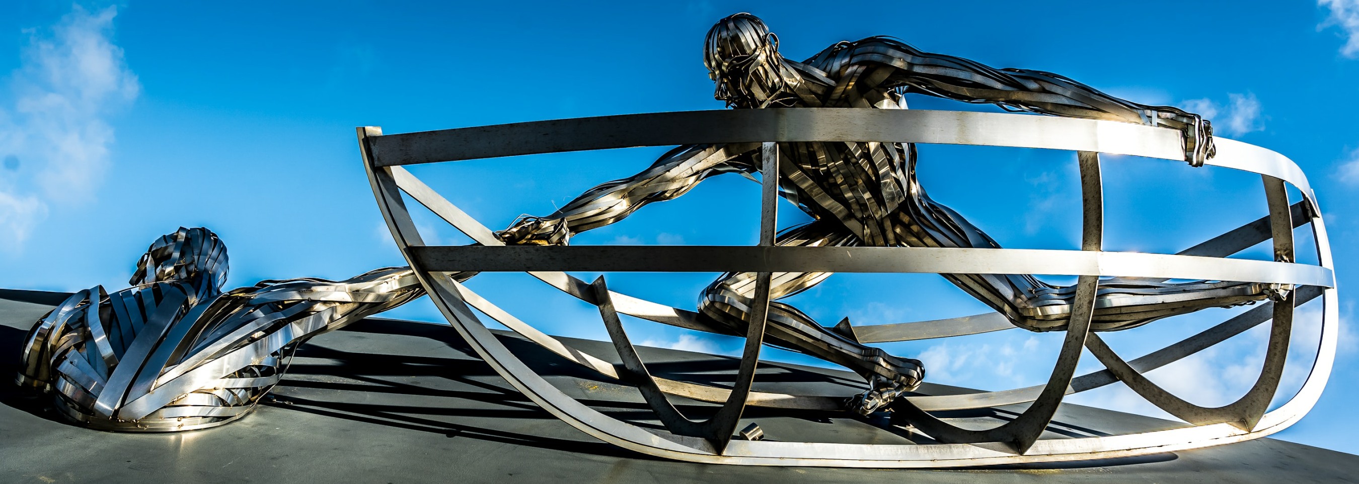 Sculpture of pulling into boat